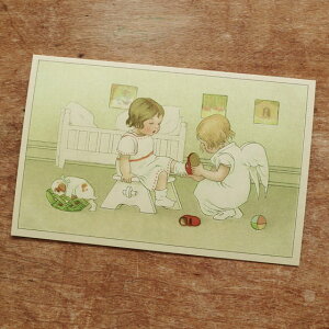 ドイツ製 ポストカード 赤い靴を履いてお出かけ 【ハガキ 絵葉書 おしゃれ 北欧 アート かわいい イラスト 手紙】 【メール便対象品】