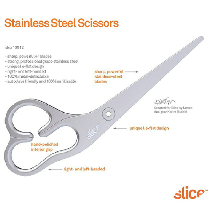 楽天市場 ハサミ はさみ おしゃれ 文房具 右利き 左利き 両利き ステンレス アメリカ Slice社 ステンレススチール左右両用はさみ メール便対象品 Slowworks