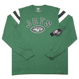 47 Brand【海外限定★味のあるヒビ割れプリント*肩口のライン切替】NFL NEW YORK JETS 長袖 Tシャツ【グリーン 緑】新品 47ブランド メンズ ニューヨークジェッツ アメリカンフットボール Reebok NIKE ナイキ NEW ERA ニューエラ Mitchell&Ness STARTER【NEW YORK買い付け】