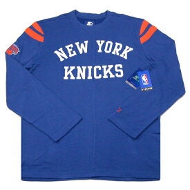 STARTER BLACK LABEL【裏地パイル★海外限定★細部まで隙のない凝った作り】NBA NEW YORK KNICKS 長袖 Tシャツ【ブルー/オレンジ】新品 スターター ブラックレーベル メンズ ニューヨークニックス バスケットボール NIKE ナイキ adidas Mitchell&Ness【NEW YORK買い付け】