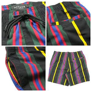 PACSUN【旬のマルチストライプ】ボードショーツ【ブラック/イエロー/ダークグリーン/レッド/ブルー】新品パクサンメンズ水着海パンRalphLaurenTOMMYHILFIGERNAUTICAGUESSJEANSUrbanOutfittersアーバンアウトフィッターズZARAトップマンTOPMAN