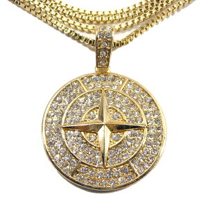 金メッキ【2000年代の人気マリンモチーフ★ベネチアンチェーン】羅針盤 ネックレス【ゴールド/60cm】新品 メンズ レディース 男女兼用 GOLD ノーブランド King Ice キングアイス 方位磁石 コンパ