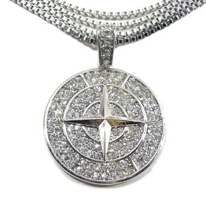 銀メッキ【2000年代の人気マリンモチーフ★ベネチアンチェーン】羅針盤 ネックレス【シルバー/60cm】新品 メンズ レディース 男女兼用 SILVER ノーブランド King Ice キングアイス 方位磁石 コン