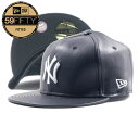 NEW ERA【本革★デッドストック★59FIFTY】MLB NEW YORK YANKEES レザー ベースボールキャップ【ネイビー 紺白】新品 ニューエラ キャップ メンズ レディース 男女兼用 ニューヨークヤンキース メジャーリーグ 野球 ヒップホップ ダンス HIP HOP Y2K【NEW YORK買い付け】