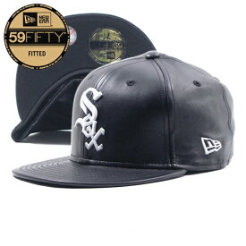 NEW ERA【本革★デッドストック★59FIFTY】MLB Chicago White Sox レザー ベースボールキャップ【ブラック 黒白】新品 ニューエラ キャップ メンズ レディース 男女兼用 シカゴホワイトソックス メジャーリーグ 野球 ヒップホップ ダンス 2000s HIP HOP【NEW YORK買付】