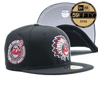 NEW ERA【特別仕様★59FIFTY★CHIEF WAHOO FOREVER】MLB Cleveland Indians ベースボールキャップ【ブラ…