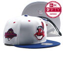 NEW ERA【9FIFTY★1997年WORLD SERIESサイドパッチ★フリーサイズ】MLB Cleveland Indians ベースボールキャップ【ホワイト/ブルー】新品 ニューエラ キャップ メンズ クリーブランドインディアンス 旧ロゴ ワフー酋長 メジャーリーグ 野球 HIP HOP【NEW YORK買い付け】