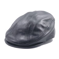 NO BRAND【本革★MADE IN USA】レザー ハンチング キャップ【ブラック 黒】新品 メンズ レディース 男女…