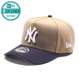 NEW ERA【9FORTY★D-Frame★スナップバック★フリーサイズ】MLB NEW YORK YANKEES ベースボールキャップ【サンドカーキ/ネイビー】新品 ニューエラ キャップ メンズ レディース 男女兼用 ニューヨークヤンキース メジャーリーグ ヒップホップ ダンス HIP HOP【NEW YORK買付】