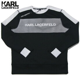 KARL LAGERFELD【海外限定★ジャージ素材★胸元の網目★バックは菱形のキルティング】クルーネック トップス【ブラック/ホワイト】新品 カールラガーフェルド メンズ スウェット Marc Jacobs マークジェイコブス DKNY DIESEL G-STAR Armani Exchange【NEW YORK買い付け】