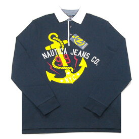 NAUTICA JEANS COMPANY【細部まで凝った作りの力作】長袖 ラガーシャツ【ネイビー 紺】新品 ノーティカ ジーンズ メンズ TOMMY HILFIGER トミーヒルフィガー Ralph Lauren ラルフローレン RRL ダブルアールエル ヒップホップ ダンス 90年代 HIP HOP【NEW YORK買い付け】