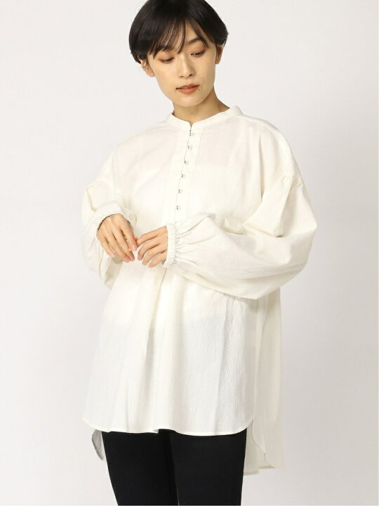 楽天市場】【SALE／70%OFF】麻混シャーリングヘンリーネックチュニック 