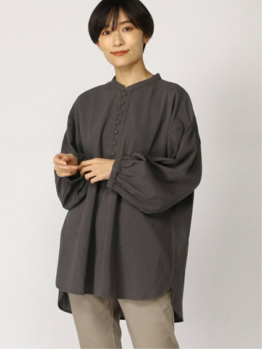 楽天市場】【SALE／70%OFF】麻混シャーリングヘンリーネックチュニック 