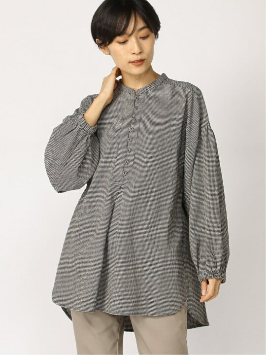 楽天市場】【SALE／70%OFF】麻混シャーリングヘンリーネックチュニック 