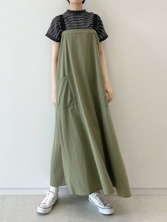 未使用〉Samansa Mos2 Blue ジャンパースカート 花柄 ベージュ ロングワンピース | oilred.com