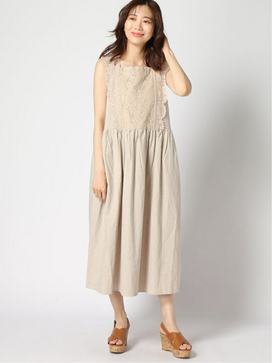 楽天市場】【SALE／50%OFF】胸元レース貼りノースリワンピース Samansa 