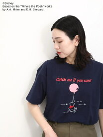 【Disney】くまのプーさん/ロゴ*アートTシャツ Samansa Mos2 blue サマンサモスモス トップス カットソー・Tシャツ ホワイト ネイビー[Rakuten Fashion]