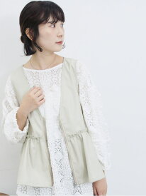 【SALE／60%OFF】フェイクレザーペプラムベスト Samansa Mos2 blue サマンサモスモス ジャケット・アウター ダウンジャケット・ダウンベスト ベージュ ブラック【RBA_E】[Rakuten Fashion]