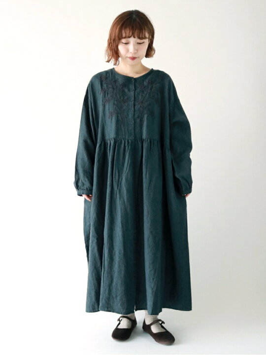 楽天市場 Sale 50 Off Samansa Mos2 35th Slowlinen 刺繍ワンピース Samansa Mos2 サマンサモスモス ワンピース 長袖ワンピース グリーン ブラック ベージュ レッド Rba E 送料無料 Rakuten Fashion Sm２ サマンサモスモス