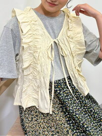 【SALE／60%OFF】シャーリングフリルベスト Samansa Mos2 サマンサモスモス ジャケット・アウター ダウンジャケット・ダウンベスト カーキグリーン ベージュ ブラック【RBA_E】[Rakuten Fashion]