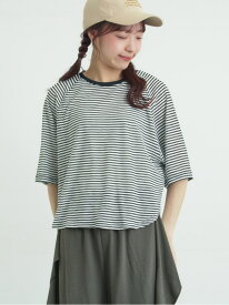 【SALE／50%OFF】シアーボーダー天竺ラグランTシャツ Samansa Mos2 サマンサモスモス トップス カットソー・Tシャツ ネイビー ブラック ベージュ【RBA_E】[Rakuten Fashion]