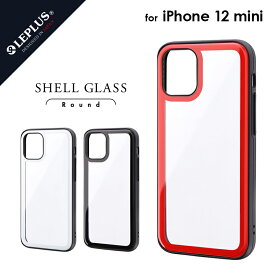 【処分特価】 iPhone 12 mini 対応 ケース カバー ラウンドエッジ ガラス シェル フチ バンパー 衝撃吸収 耐衝撃 精密設計 フィット ストラップホール付 「SHELL GLASS Round」 シンプル mst-213-