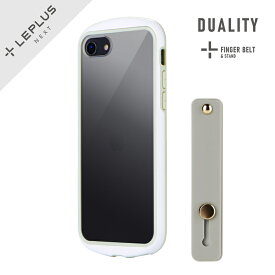 iPhone SE (第3世代) / iPhone SE (第2世代) / iPhone 8 対応 ケース カバー 「Duality」 背面 スマホベルト付属 スタンド ホルダー クリア 半透明 マット 光沢 ステッカー アレンジ スリム グリップ感 持ちやすい ホワイト