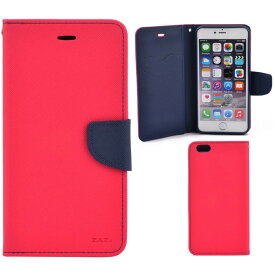 【処分特価】 iPhone6Plus / iPhone6sPlus ケース スマホケース 5.5インチ 用 手帳型ケース カード収納可能 ICカードや クレジットカード 収納可能( 保護ケース カバー ウォレットケース ) スタンド機能 付 カラー23：ピンク×ネイビー