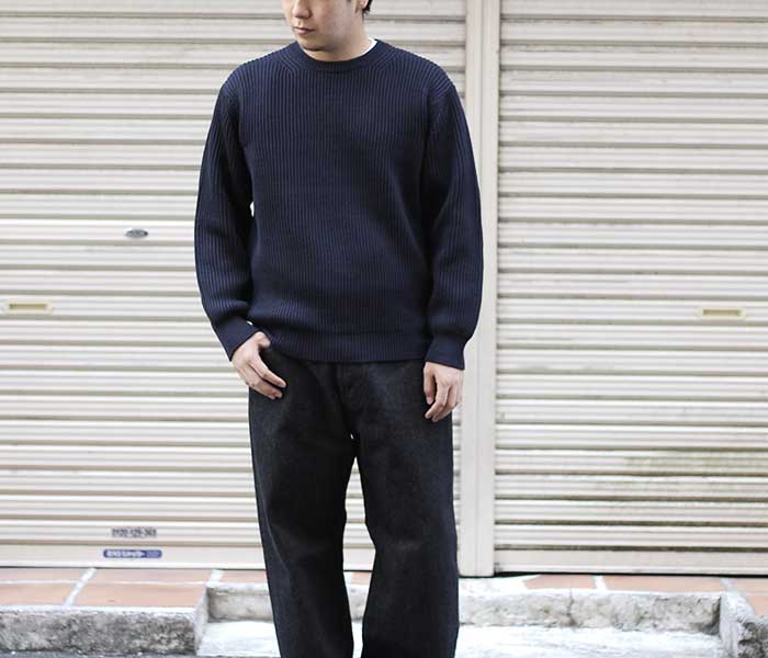 日本初の Rib リブ　クルーネック　ニット Knit CrewNeck Tシャツ/カットソー(七分/長袖)