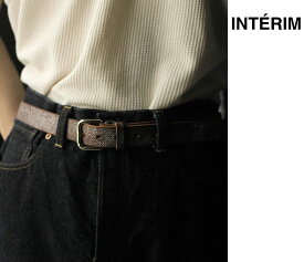 インテリム INTERIM 30mm クロス グレイン オークバーク レザー ベルト 30mm CROSS GRAIN OAK BARK LEATHER BELT (IT000571)