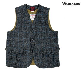 予約商品(お届け予定 8月頃以降) ワーカーズ WORKERS クルーザーベスト ハリスツイード Cruiser Vest Reversed Harris Tweed (2408-CRVEST-HTW)