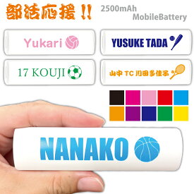 部活応援 モバイルバッテリー 文字入れ 名入れ可能 シンプル カラー イラスト 書体が選べる Type-C対応 記念品 スティック 2500mAh ノベルティ スマホ 充電器 iPhone15 1個からXperia galaxy iPhone16 PSE認証済 ギフト 贈り物 お祝い お揃い 引退 卒業 スポーツ