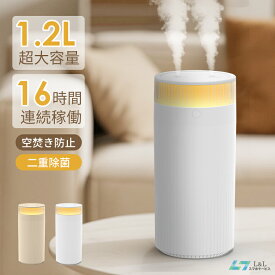 ＼マラソンクーポンで1962円／【楽天1位獲得】【16時間連続加湿】加湿器 1200ml大容量 二重除菌 卓上 オフィス加湿器 3種類噴霧モード マイクロミスト ペットボトル USB給電式 乾燥対策 ナイトランプ機能付き LEDランプ 空焚き防止 車載車用加湿器 自動停止 おしゃれ