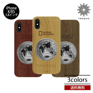 メール便 送料無料 iPhone X XS iPhoneX iPhoneXS スマートフォンケース National Geographic Metal-Deco Wood Case ナショナルジオグラフィック スマホケース アイフォン 天然木 メタル シングル ケース 人気 シ