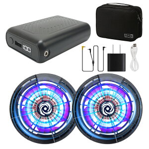 �󒲍�ƕ� �t�@���o�b�e���[�Z�b�g 20000mAh ��e�� 24V ���o�� �ő�30���ԉғ� �󒲃t�@�� 6�i�K���ʒ��� ���a9cm�̋� �E�F�A USB DC Type-C �Ή� ���O �M���Ǒ΍� PSE�F�؍ς� ���[�o�b�O