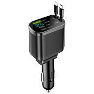 Tyuusei 車 充電器 シガーソケット カーチャージャー 巻き取り式充電ケーブル usb タイプc スマホ 5台同…
