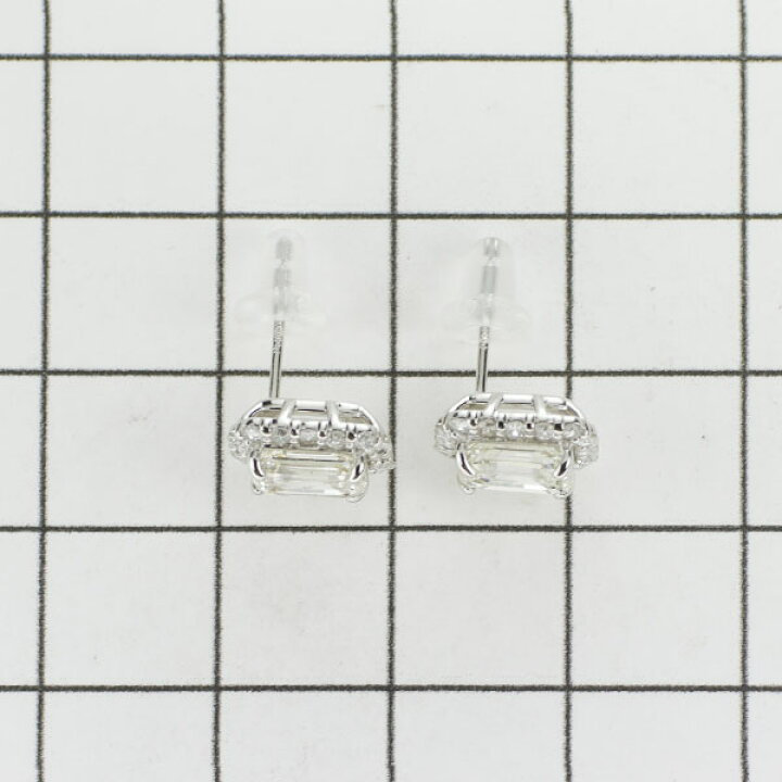 楽天市場】新品 Pt950/ Pt900 エメラルドカット ダイヤモンド ピアス 
