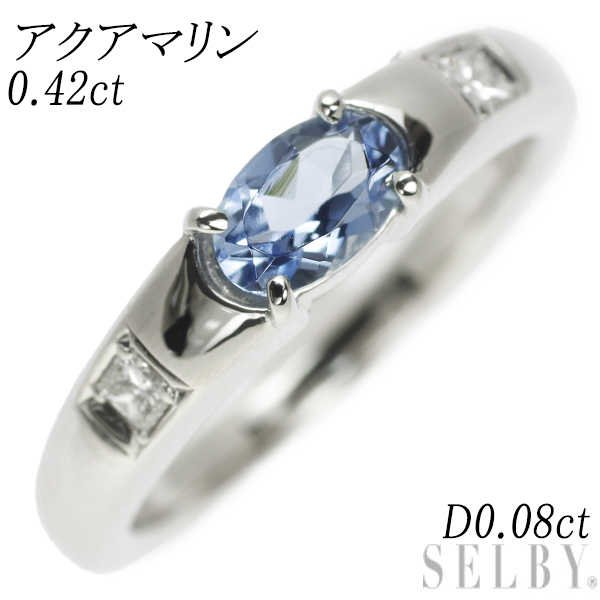 楽天市場】【中古】 Pt900 アクアマリン ダイヤモンド リング 0.42ct 
