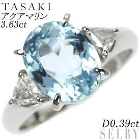 【中古】 田崎真珠 Pt900 アクアマリン ダイヤモンド リング 3.63ct D0.39ct SELBY 送料サービス TASAKI