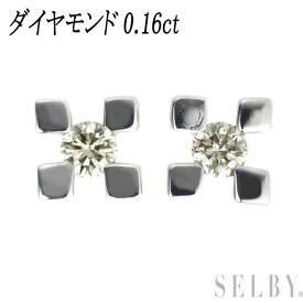 新品 K18WG ダイヤモンド ピアス D0.16ct SELBY 送料サービス