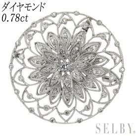 【中古】 K18WG ダイヤモンド ペンダントトップ兼ブローチ 0.78ct アンティークモチーフ SELBY 送料サービス