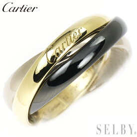 【中古】 カルティエ セラミック/ K18YG/WG リング トリニティ ホリデー限定 52号 SELBY 送料サービス Cartier