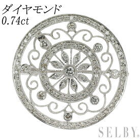 【中古】 K18WG ダイヤモンド ブローチ兼ペンダントトップ 0.74ct SELBY 送料サービス