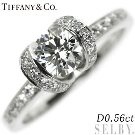 【中古】 ティファニー Pt950 ダイヤモンド リング 0.56ct リボン SELBY 送料サービス Tiffany
