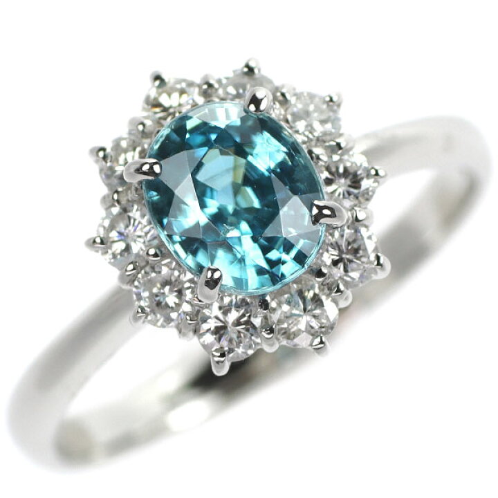 楽天市場】【中古】 Pt900 ブルージルコン ダイヤモンド リング 1.50ct 
