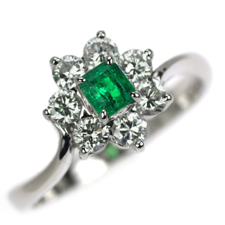 楽天市場】【中古】 Pt900 エメラルド ダイヤモンド リング 0.25ct D0 