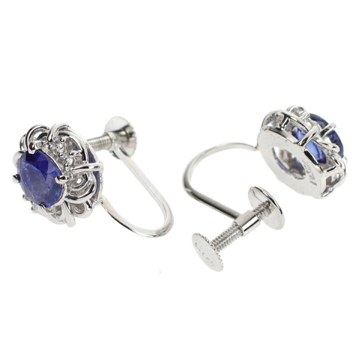 楽天市場】【中古】 Pt850 サファイア ダイヤモンド イヤリング 1.55ct  
