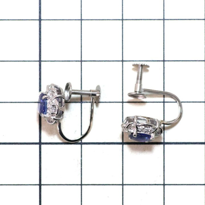 楽天市場】【中古】 Pt850 サファイア ダイヤモンド イヤリング 1.55ct 