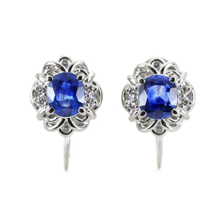 楽天市場】【中古】 Pt850 サファイア ダイヤモンド イヤリング 1.55ct  
