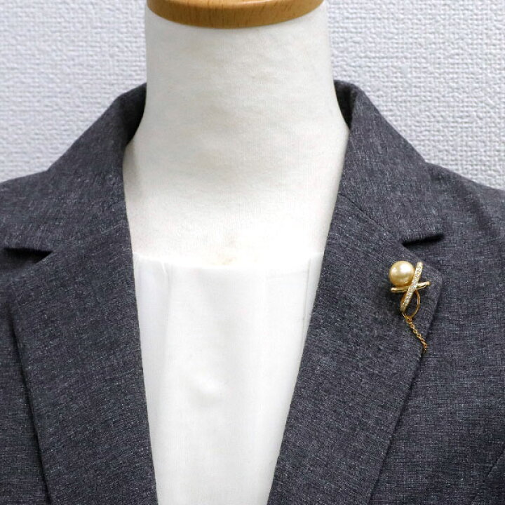 楽天市場】【中古】 K18YG ゴールデン 真珠 ダイヤモンド ピンブローチ  